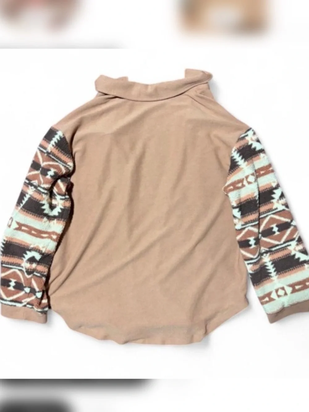 Western Aztec Fleece Shacket Jacket Southwestern Tribal Button Up Cozy - Picture 2 of 3